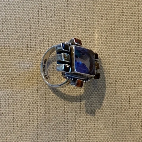 Vintage Nicky Butler Sterling Silver Iolite & Citrine Statement Ring Size 8 - Picture 6 of 7